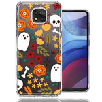 Motorola Moto G Power 2021 Spooky Season Fall Autumn Flowers Ghosts Skulls Halloween Double Layer Phone Case Cover