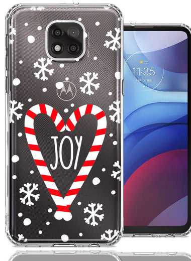 Motorola Moto G Power 2021 Winter Joy Snow Peppermint Candy Cane Heart Festive Christmas Double Layer Phone Case Cover