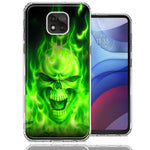 Motorola Moto G Power 2021 Green Flaming Skull Double Layer Phone Case Cover