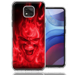 Motorola Moto G Power 2021 Red Flaming Skull Double Layer Phone Case Cover