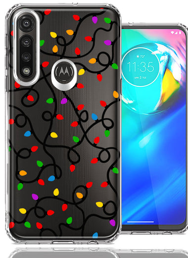 Motorola Moto G Power Colorful Nostalgic Vintage Christmas Holiday Winter String Lights Design Double Layer Phone Case Cover