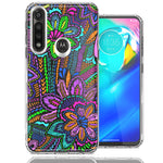 Motorola Moto G Power Colorful Summer Flowers Doodle Art Design Double Layer Phone Case Cover