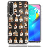 Motorola Moto G Power Cute Morning Coffee Lovers Gnomes Characters Drip Iced Latte Americano Espresso Brown Double Layer Phone Case Cover
