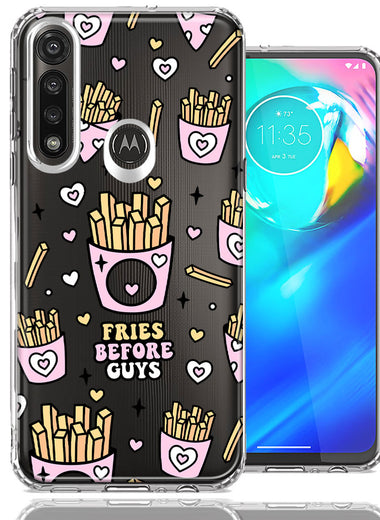 Motorola Moto G Power Cute Valentine Pink Love Hearts Fries Before Guys Double Layer Phone Case Cover