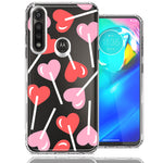 Motorola Moto G Power Heart Suckers Lollipop Valentines Day Candy Lovers Double Layer Phone Case Cover