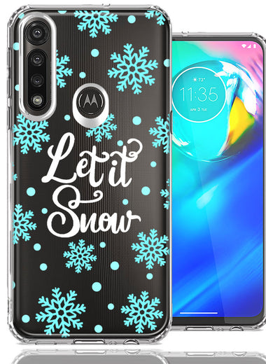 Motorola Moto G Power Christmas Holiday Let It Snow Winter Blue Snowflakes Design Double Layer Phone Case Cover