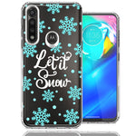 Motorola Moto G Power Christmas Holiday Let It Snow Winter Blue Snowflakes Design Double Layer Phone Case Cover