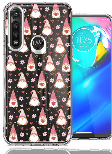 Motorola Moto G Power Pink Blush Valentines Day Flower Hearts Gnome Characters Cute Double Layer Phone Case Cover