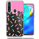 Motorola Moto G Power Pink Drip Frosting Cute Heart Sprinkles Kawaii Cake Design Double Layer Phone Case Cover