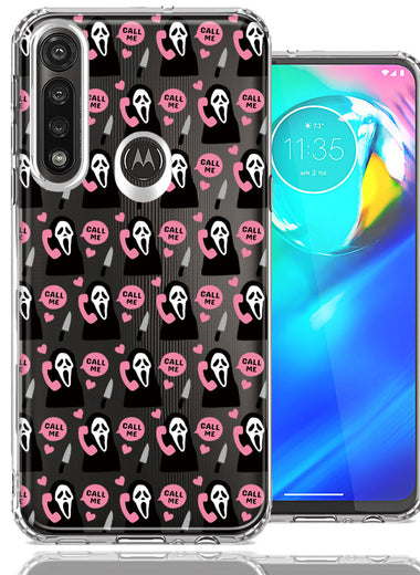 Motorola Moto G Power Pink Horror Valentine Character Ghostface Boyfriend Call Me Hearts Double Layer Phone Case Cover