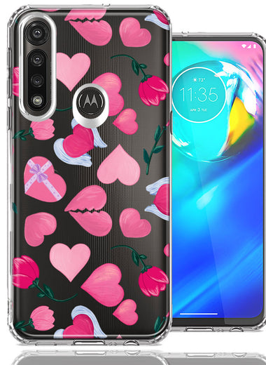 Motorola Moto G Power Pretty Valentines Day Hearts Chocolate Candy Angel Flowers Double Layer Phone Case Cover