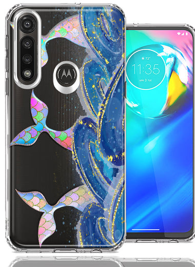 Motorola Moto G Power Rainbow Mermaid Tails Scales Ocean Waves Beach Girls Summer Double Layer Phone Case Cover