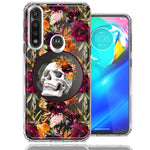 Motorola Moto G Power Romance Is Dead Valentines Day Halloween Skull Floral Autumn Flowers Double Layer Phone Case Cover