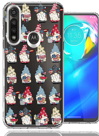 Motorola Moto G Power USA Fourth Of July American Summer Cute Gnomes Patriotic Parade Double Layer Phone Case Cover
