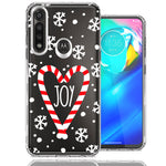 Motorola Moto G Power Winter Joy Snow Peppermint Candy Cane Heart Festive Christmas Double Layer Phone Case Cover