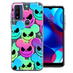 Motorola Moto G Pure Bright Rainbow Nightmare Skulls Spooky Season Halloween Design Double Layer Phone Case Cover