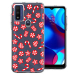 Motorola Moto G Pure Christmas Winter Red White Peppermint Candies Swirls Candycanes Design Double Layer Phone Case Cover
