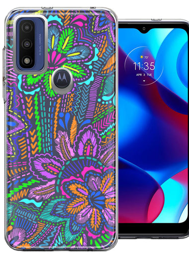 Motorola Moto G Pure Colorful Summer Flowers Doodle Art Design Double Layer Phone Case Cover