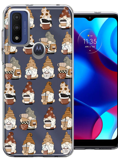 Motorola Moto G Pure Cute Morning Coffee Lovers Gnomes Characters Drip Iced Latte Americano Espresso Brown Double Layer Phone Case Cover