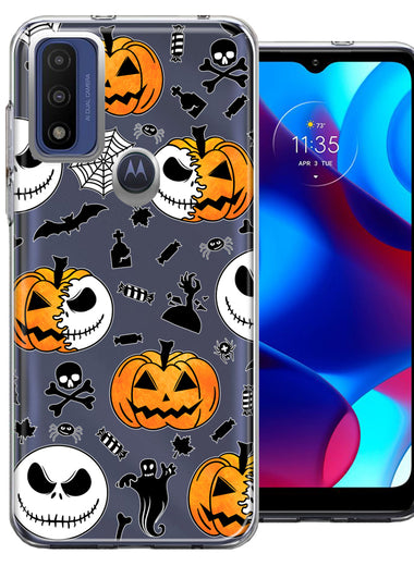 Motorola Moto G Pure Halloween Jack-O-Lantern Pumpkin Skull Spooky Design Double Layer Phone Case Cover