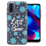 Motorola Moto G Pure Christmas Holiday Let It Snow Winter Blue Snowflakes Design Double Layer Phone Case Cover