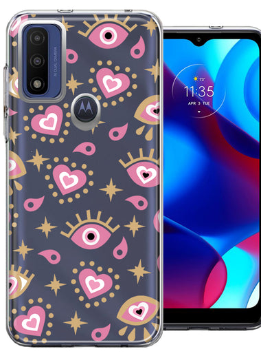 Motorola Moto G Pure Pink Evil Eye Lucky Love Law Of Attraction Design Double Layer Phone Case Cover