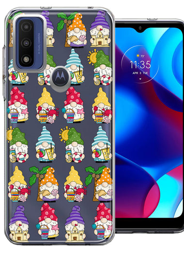 Motorola Moto G Pure Summer Beach Cute Gnomes Sand Castle Shells Palm Trees Double Layer Phone Case Cover