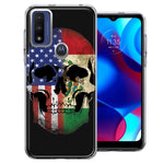 Motorola Moto G Pure G Power 2022 US Mexico Flag Skull Double Layer Phone Case Cover