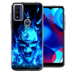 Motorola Moto G Pure G Power 2022 Blue Flaming Skull Double Layer Phone Case Cover