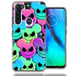 Motorola Moto G Stylus Bright Rainbow Nightmare Skulls Spooky Season Halloween Design Double Layer Phone Case Cover