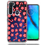 Motorola Moto G Stylus Christmas Winter Red White Peppermint Candies Swirls Candycanes Design Double Layer Phone Case Cover