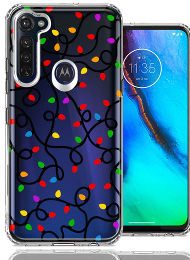 Motorola Moto G Stylus Colorful Nostalgic Vintage Christmas Holiday Winter String Lights Design Double Layer Phone Case Cover
