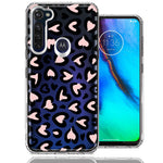 Motorola Moto G Stylus Cute Pink Leopard Print Hearts Valentines Day Love Double Layer Phone Case Cover