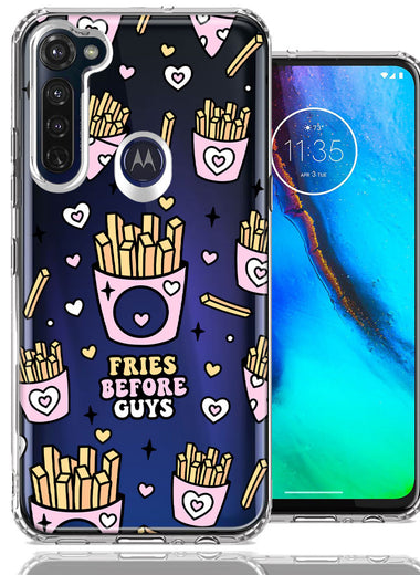 Motorola Moto G Stylus Cute Valentine Pink Love Hearts Fries Before Guys Double Layer Phone Case Cover
