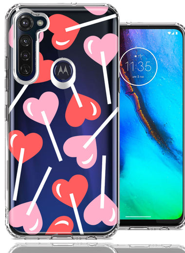 Motorola Moto G Stylus Heart Suckers Lollipop Valentines Day Candy Lovers Double Layer Phone Case Cover