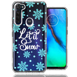Motorola Moto G Stylus Christmas Holiday Let It Snow Winter Blue Snowflakes Design Double Layer Phone Case Cover