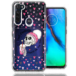 Motorola Moto G Stylus Pink Dead Valentine Skull Frap Hearts If I had Feelings They'd Be For You Love Double Layer Phone Case Cover