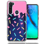 Motorola Moto G Stylus Pink Drip Frosting Cute Heart Sprinkles Kawaii Cake Design Double Layer Phone Case Cover