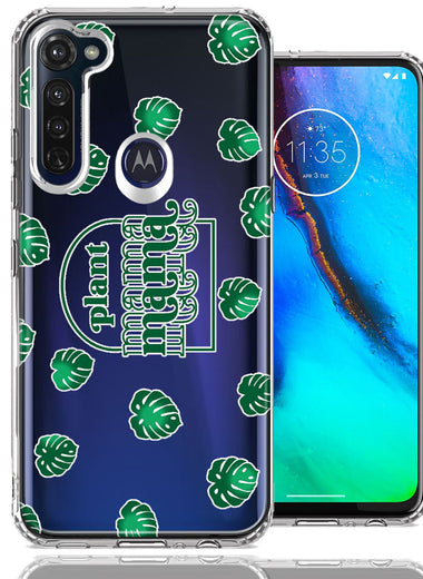 Motorola Moto G Stylus Plant Mama Houseplant Lover Monstera Tropical Leaf Green Design Double Layer Phone Case Cover