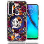 Motorola Moto G Stylus Romance Is Dead Valentines Day Halloween Skull Floral Autumn Flowers Double Layer Phone Case Cover