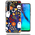 Motorola Moto G Stylus Spooky Season Fall Autumn Flowers Ghosts Skulls Halloween Double Layer Phone Case Cover