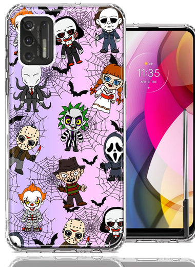 Motorola Moto G Stylus 2021 Classic Haunted Horror Halloween Nightmare Characters Spider Webs Design Double Layer Phone Case Cover