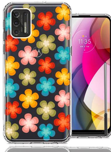 Motorola Moto G Stylus 2021 Groovy Gradient Retro Color Flowers Double Layer Phone Case Cover
