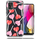 Motorola Moto G Stylus 2021 Heart Suckers Lollipop Valentines Day Candy Lovers Double Layer Phone Case Cover