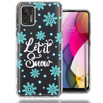 Motorola Moto G Stylus 2021 Christmas Holiday Let It Snow Winter Blue Snowflakes Design Double Layer Phone Case Cover