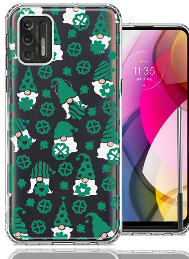 Motorola Moto G Stylus 2021 Lucky Green St Patricks Day Cute Gnomes Shamrock Polkadots Double Layer Phone Case Cover