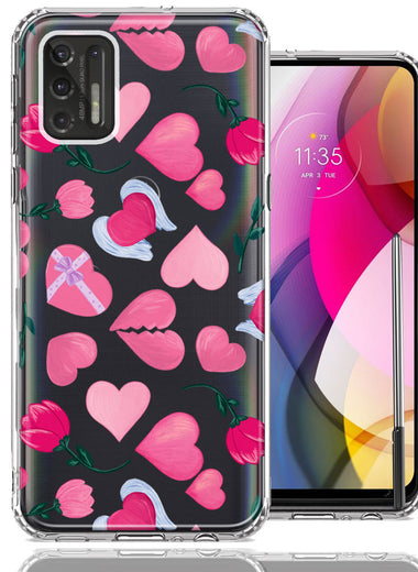 Motorola Moto G Stylus 2021 Pretty Valentines Day Hearts Chocolate Candy Angel Flowers Double Layer Phone Case Cover