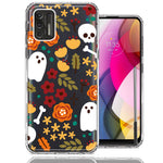 Motorola Moto G Stylus 2021 Spooky Season Fall Autumn Flowers Ghosts Skulls Halloween Double Layer Phone Case Cover
