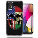 Motorola Moto G Stylus 2021 US Mexico Flag Skull Double Layer Phone Case Cover