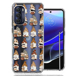 Motorola Moto G Stylus 4G 2022 Cute Morning Coffee Lovers Gnomes Characters Drip Iced Latte Americano Espresso Brown Double Layer Phone Case Cover